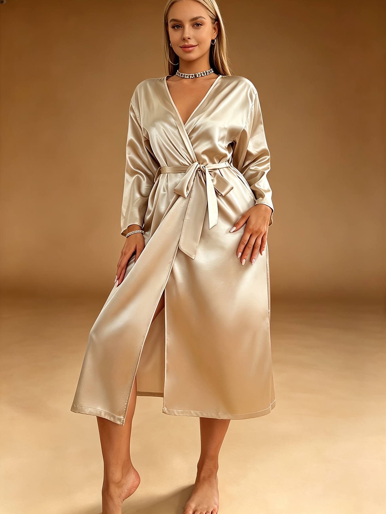 Summer House Clothing - Valentine's Day champagne-colored long women's robe,