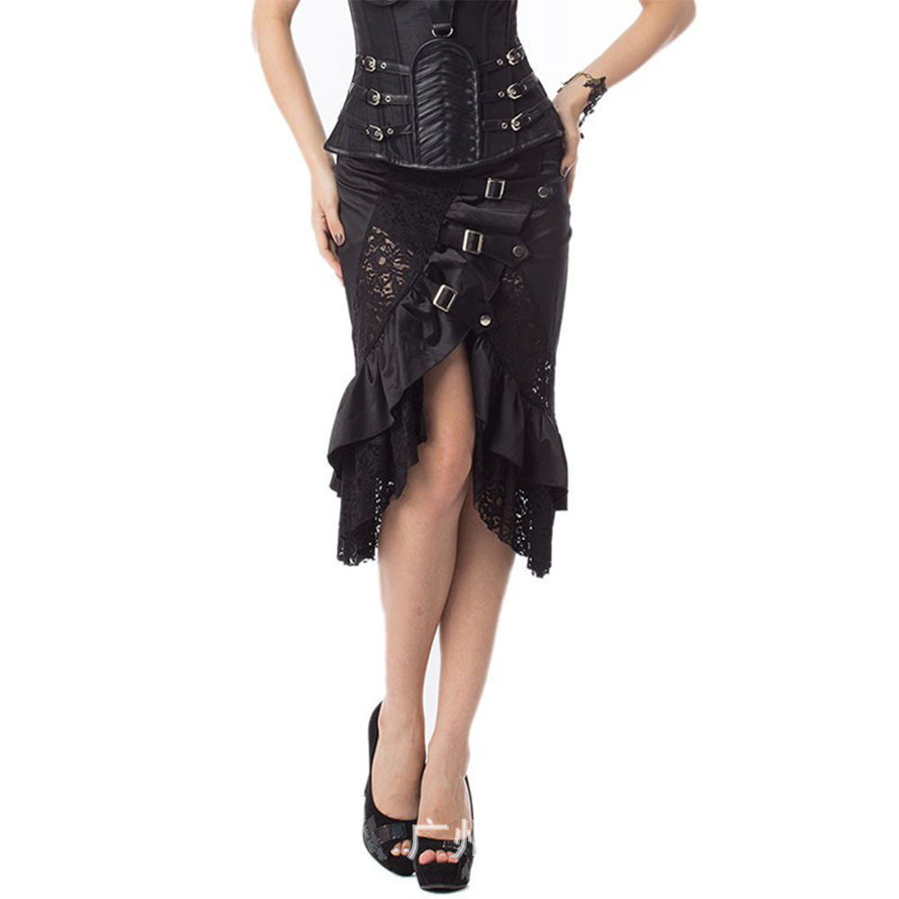 Victorian Black Satin & Lace F - Summer Victorian Clothing recension och pris