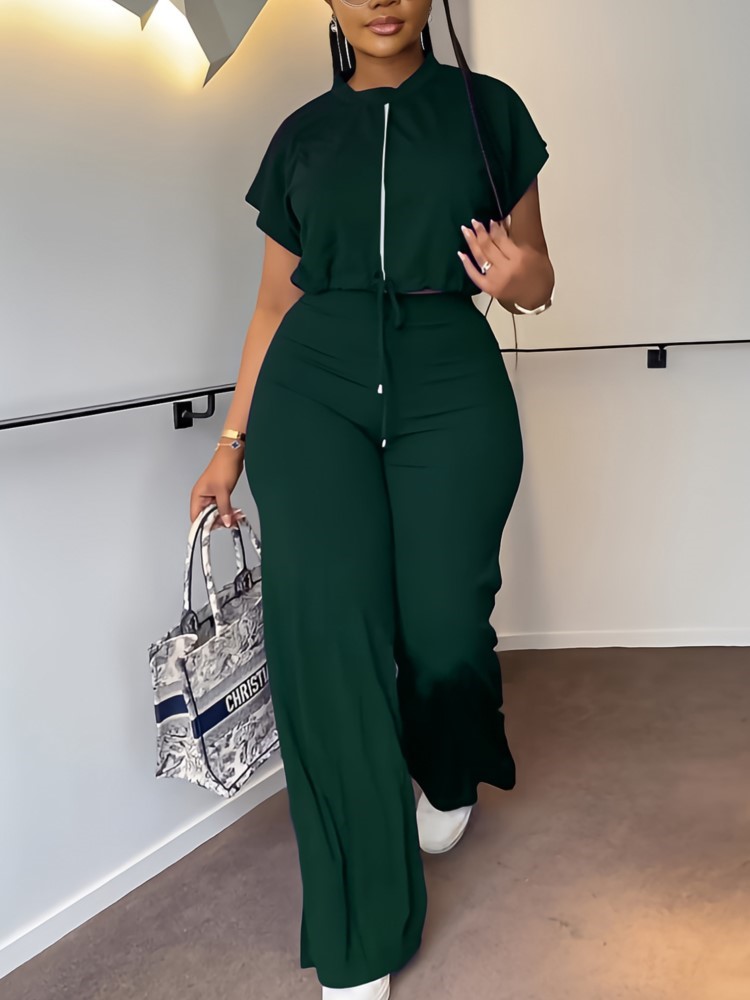 Women Casual Round Neck Drawst - Summer Clothing Set For Girls recension och pris