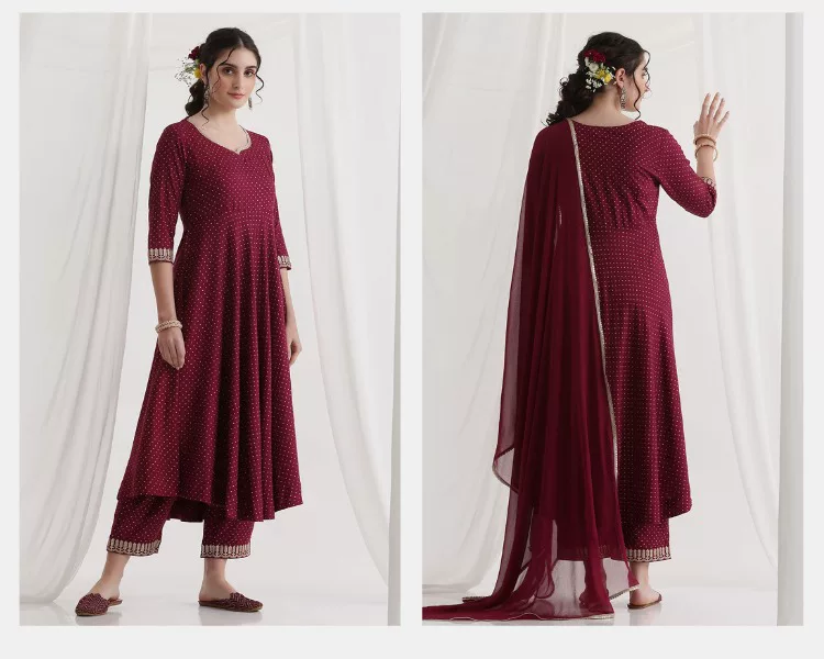 Women Maroon Ethnic Kurta Set  - Summer Clothing India recension och pris
