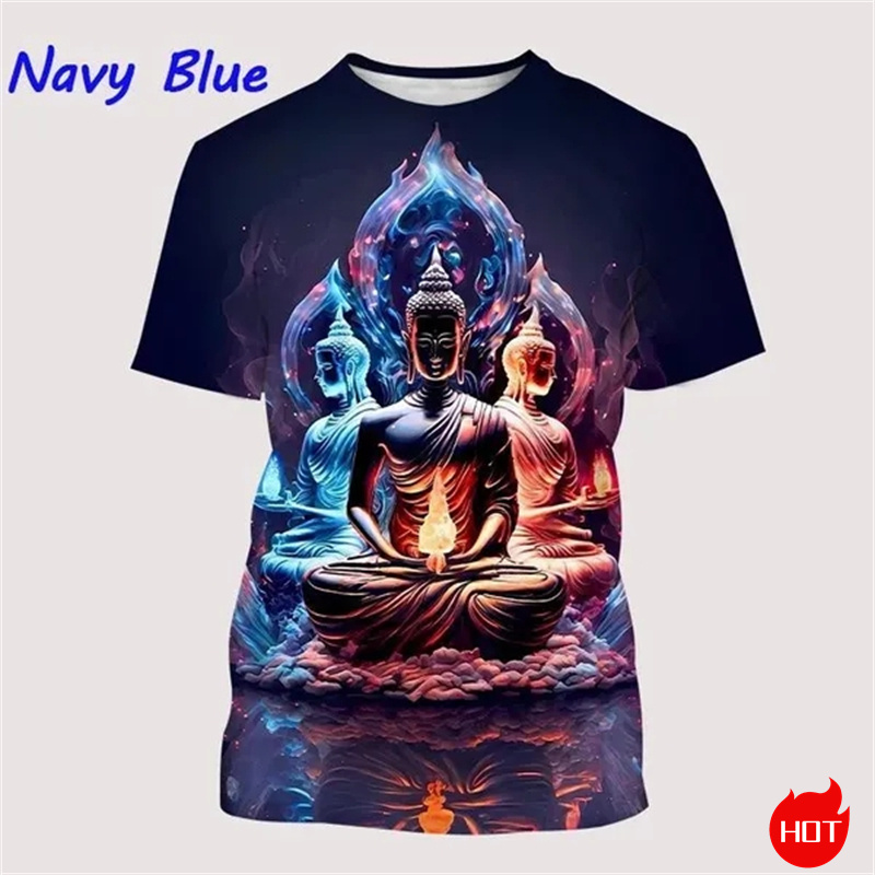 Harajuku 3D Print Buddha Shaky - Summer Clothing India recension och pris