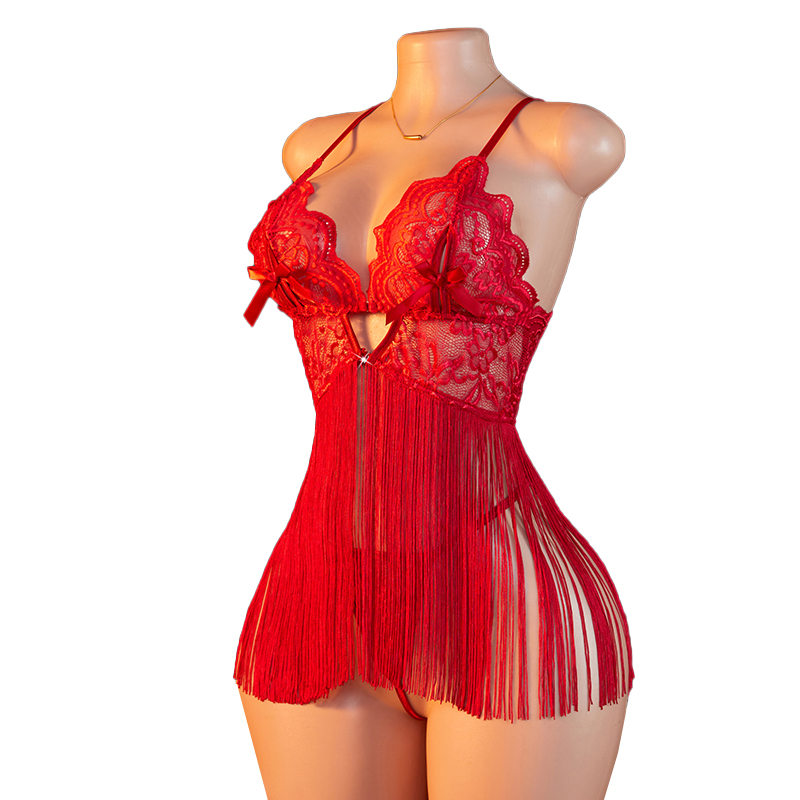 Transparent Lace Women Red Str - Summer Clothing Sets Women recension och pris