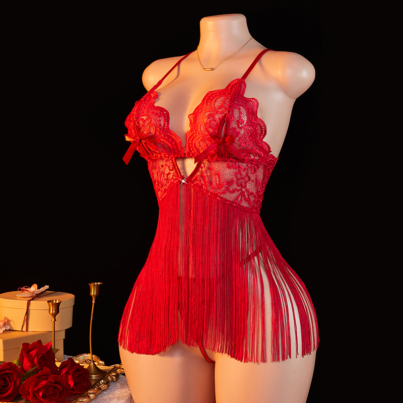 Transparent Lace Women Red Str - Summer Clothing Sets Women recension och pris