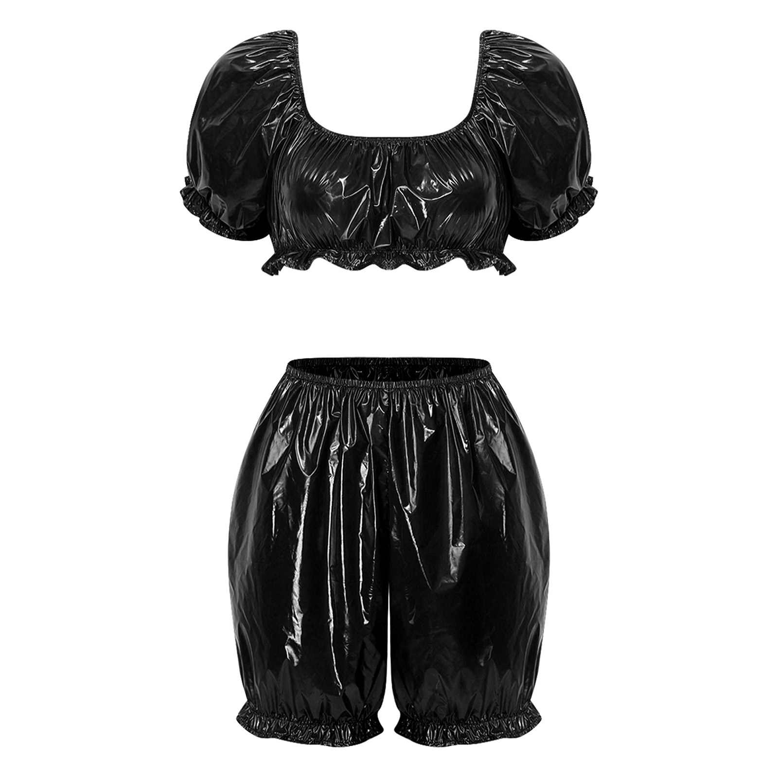 Womens Wet Look PU Leather Clu - Summer Clothing Tops recension och pris