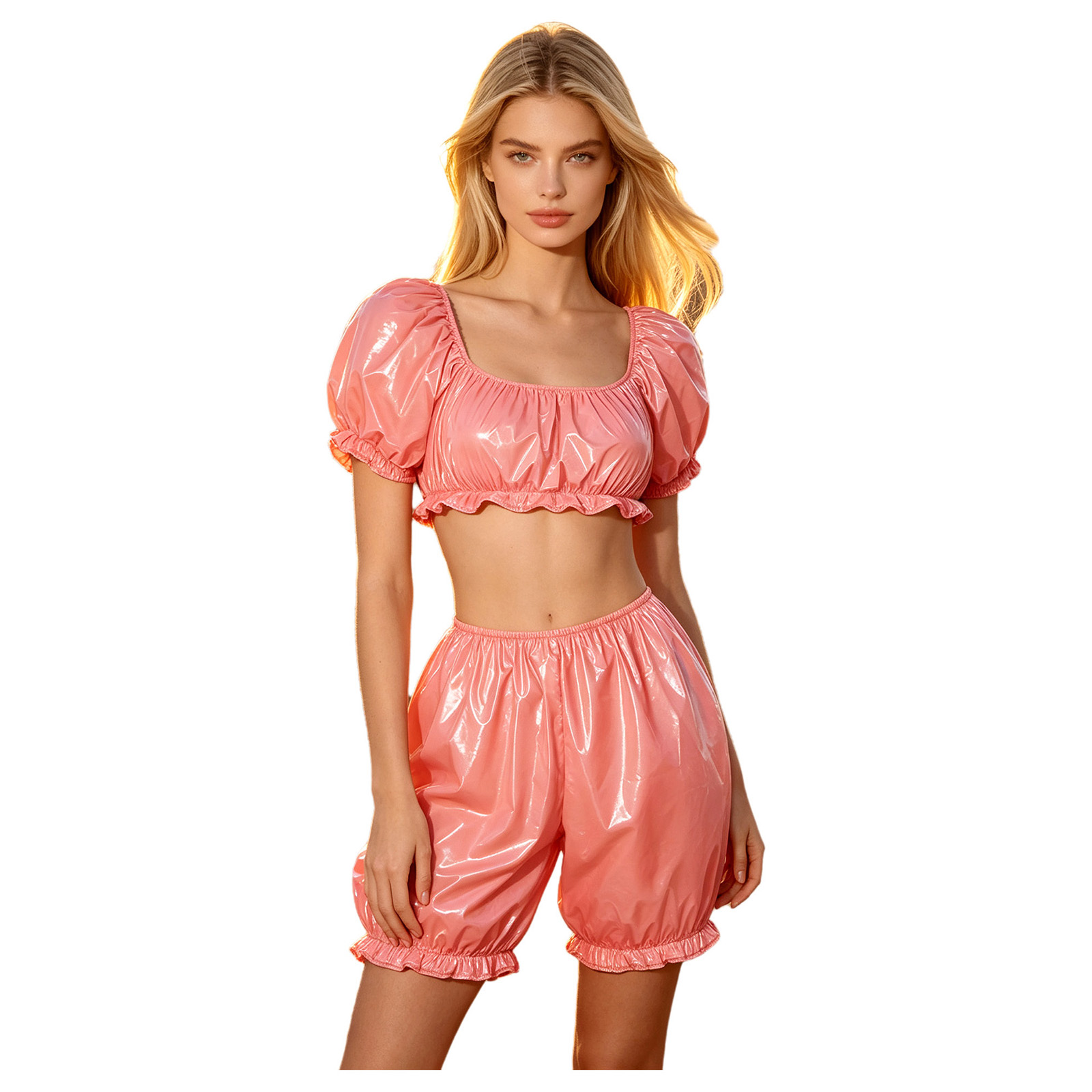 Womens Wet Look PU Leather Clu - Summer Clothing Tops recension och pris